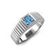4 - Angelo 0.22 ct (4.00 mm) Blue Topaz Ribbed Shank Solitaire Men Band 