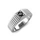 4 - Angelo 0.27 ct (4.00 mm) Black Diamond Ribbed Shank Solitaire Men Band 