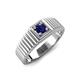 4 - Angelo 0.30 ct (4.00 mm) Blue Sapphire Ribbed Shank Solitaire Men Band 