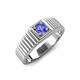 4 - Angelo 0.23 ct (4.00 mm) Tanzanite Ribbed Shank Solitaire Men Band 