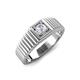 4 - Angelo 0.22 ct (4.00 mm) Moissanite Ribbed Shank Solitaire Men Band 