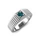 4 - Angelo 0.25 ct (4.00 mm) London Blue Topaz Ribbed Shank Solitaire Men Band 