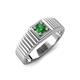 4 - Angelo 0.29 ct (4.00 mm) Green Garnet Ribbed Shank Solitaire Men Band 