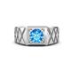 1 - Jabari 0.95 ct (6.50 mm) Blue Topaz Criss Cross Design Shank Solitaire Men Band 