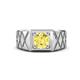 1 - Jabari 0.95 ct (6.00 mm) Yellow Sapphire Criss Cross Design Shank Solitaire Men Band 