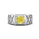 1 - Jabari 0.80 ct (6.00 mm) Yellow Diamond Criss Cross Design Shank Solitaire Men Band 