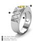 3 - Jabari 0.95 ct (6.00 mm) Yellow Sapphire Criss Cross Design Shank Solitaire Men Band 