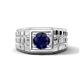 1 - Kellan 1.15 ct (6.00 mm) Blue Sapphire Geometric Square Side Design Solitaire Men Band 