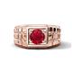 1 - Kellan 0.95 ct (6.00 mm) Ruby Geometric Square Side Design Solitaire Men Band 