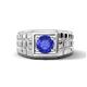 1 - Kellan 0.92 ct (6.50 mm) Tanzanite Geometric Square Side Design Solitaire Men Band 