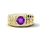 1 - Kellan 0.87 ct (6.50 mm) Amethyst Geometric Square Side Design Solitaire Men Band 