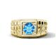 1 - Kellan 0.95 ct (6.50 mm) Blue Topaz Geometric Square Side Design Solitaire Men Band 