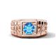 1 - Kellan 0.95 ct (6.50 mm) Blue Topaz Geometric Square Side Design Solitaire Men Band 