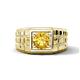 1 - Kellan 0.87 ct (6.50 mm) Citrine Geometric Square Side Design Solitaire Men Band 