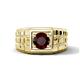1 - Kellan 1.05 ct (6.50 mm) Red Garnet Geometric Square Side Design Solitaire Men Band 