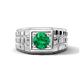 1 - Kellan 0.80 ct (6.00 mm) Emerald Geometric Square Side Design Solitaire Men Band 