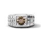 1 - Kellan 1.00 ct (6.50 mm) Smoky Quartz Geometric Square Side Design Solitaire Men Band 