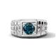 1 - Kellan 0.95 ct (6.50 mm) London Blue Topaz Geometric Square Side Design Solitaire Men Band 