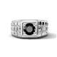 1 - Kellan 1.00 ct (6.00 mm) Black Diamond Geometric Square Side Design Solitaire Men Band 