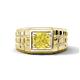1 - Kellan 0.80 ct (6.00 mm) Yellow Diamond Geometric Square Side Design Solitaire Men Band 