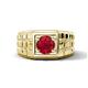1 - Kellan 0.95 ct (6.00 mm) Ruby Geometric Square Side Design Solitaire Men Band 