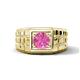 1 - Kellan 1.10 ct (6.00 mm) Pink Sapphire Geometric Square Side Design Solitaire Men Band 