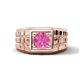 1 - Kellan 1.10 ct (6.00 mm) Pink Sapphire Geometric Square Side Design Solitaire Men Band 