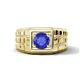 1 - Kellan 0.92 ct (6.50 mm) Tanzanite Geometric Square Side Design Solitaire Men Band 