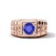 1 - Kellan 0.92 ct (6.50 mm) Tanzanite Geometric Square Side Design Solitaire Men Band 