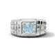 1 - Kellan 0.87 ct (6.50 mm) Aquamarine Geometric Square Side Design Solitaire Men Band 
