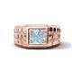 1 - Kellan 0.87 ct (6.50 mm) Aquamarine Geometric Square Side Design Solitaire Men Band 