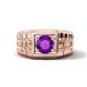 1 - Kellan 0.87 ct (6.50 mm) Amethyst Geometric Square Side Design Solitaire Men Band 