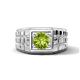 1 - Kellan 1.10 ct (6.50 mm) Peridot Geometric Square Side Design Solitaire Men Band 