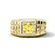 1 - Kellan 0.95 ct (6.00 mm) Yellow Sapphire Geometric Square Side Design Solitaire Men Band 