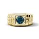 1 - Kellan 0.95 ct (6.50 mm) London Blue Topaz Geometric Square Side Design Solitaire Men Band 