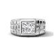 1 - Kellan 0.95 ct (6.00 mm) White Sapphire Geometric Square Side Design Solitaire Men Band 