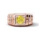 1 - Kellan 0.80 ct (6.00 mm) Yellow Diamond Geometric Square Side Design Solitaire Men Band 