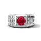1 - Kellan 0.95 ct (6.00 mm) Ruby Geometric Square Side Design Solitaire Men Band 