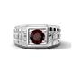 1 - Kellan 1.05 ct (6.50 mm) Red Garnet Geometric Square Side Design Solitaire Men Band 