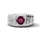 1 - Kellan 1.00 ct (6.50 mm) Rhodolite Garnet Geometric Square Side Design Solitaire Men Band 