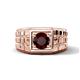 1 - Kellan 1.05 ct (6.50 mm) Red Garnet Geometric Square Side Design Solitaire Men Band 
