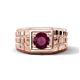 1 - Kellan 1.00 ct (6.50 mm) Rhodolite Garnet Geometric Square Side Design Solitaire Men Band 