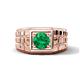 1 - Kellan 0.80 ct (6.00 mm) Emerald Geometric Square Side Design Solitaire Men Band 