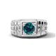 1 - Kellan 0.80 ct (6.00 mm) Blue Diamond Geometric Square Side Design Solitaire Men Band 