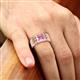 3 - Kellan 1.10 ct (6.00 mm) Pink Sapphire Geometric Square Side Design Solitaire Men Band 
