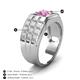 4 - Kellan 1.10 ct (6.00 mm) Pink Sapphire Geometric Square Side Design Solitaire Men Band 