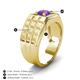 4 - Kellan 0.87 ct (6.50 mm) Amethyst Geometric Square Side Design Solitaire Men Band 