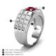 4 - Kellan 0.95 ct (6.00 mm) Ruby Geometric Square Side Design Solitaire Men Band 