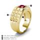 4 - Kellan 0.95 ct (6.00 mm) Ruby Geometric Square Side Design Solitaire Men Band 