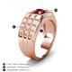 4 - Kellan 0.95 ct (6.00 mm) Ruby Geometric Square Side Design Solitaire Men Band 